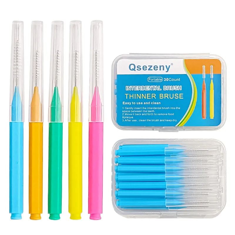 30/60Pcs 0.6-1.2mm Interdental Brushes Health Care Teeth Push-Pull Brush Removes Food Plaque Whitening Cleaner Oral Hygiene Tool