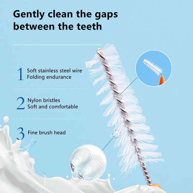 30/60Pcs 0.6-1.2mm Interdental Brushes Health Care Teeth Push-Pull Brush Removes Food Plaque Whitening Cleaner Oral Hygiene Tool