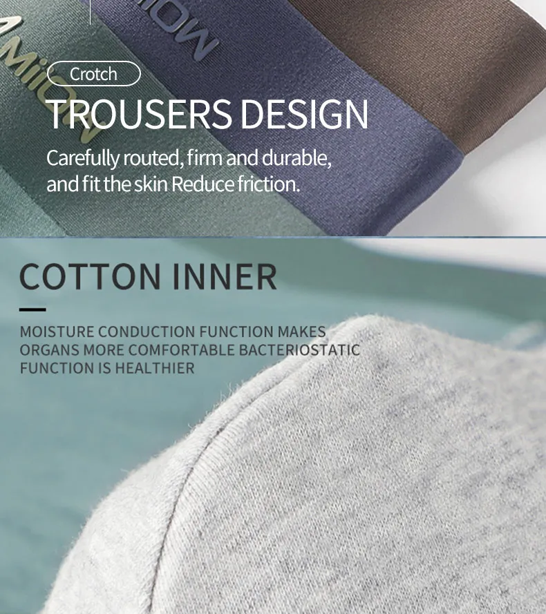 MiiOW 3Pcs Modal Man Underwear Boxer Men Hip Raise Antibacterial Cuecas Sexy Men's Panties Boxers Shorts Underpants Boxershorts