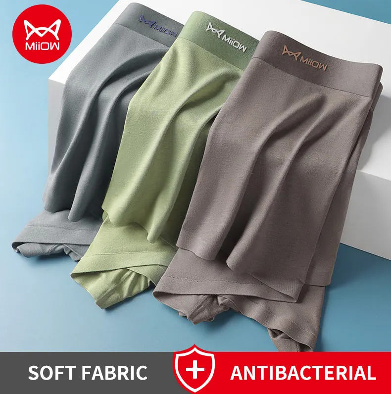 MiiOW 3Pcs Modal Man Underwear Boxer Men Hip Raise Antibacterial Cuecas Sexy Men's Panties Boxers Shorts Underpants Boxershorts