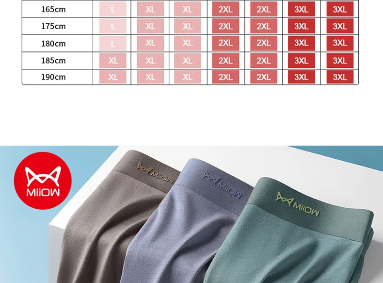 MiiOW 3Pcs Modal Man Underwear Boxer Men Hip Raise Antibacterial Cuecas Sexy Men's Panties Boxers Shorts Underpants Boxershorts