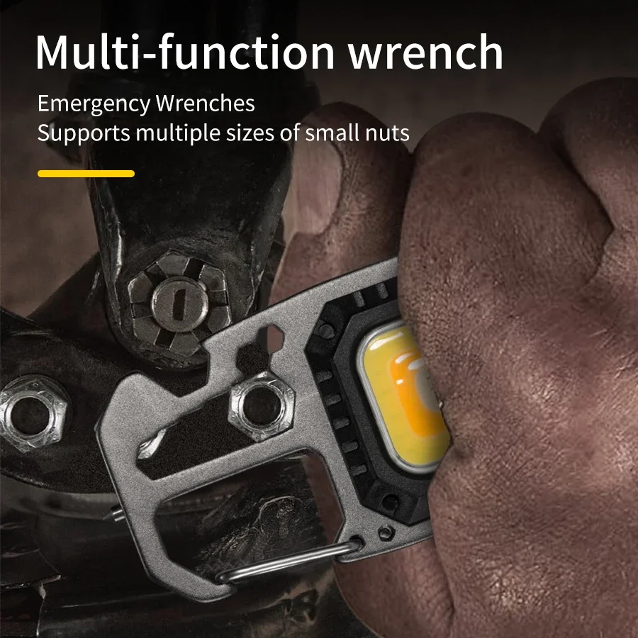 Ultra Small Mini LED Light Rechargeable Keychain Light Outdoor Camping COB Work Light Portable Pocket Wrench Screwdriver