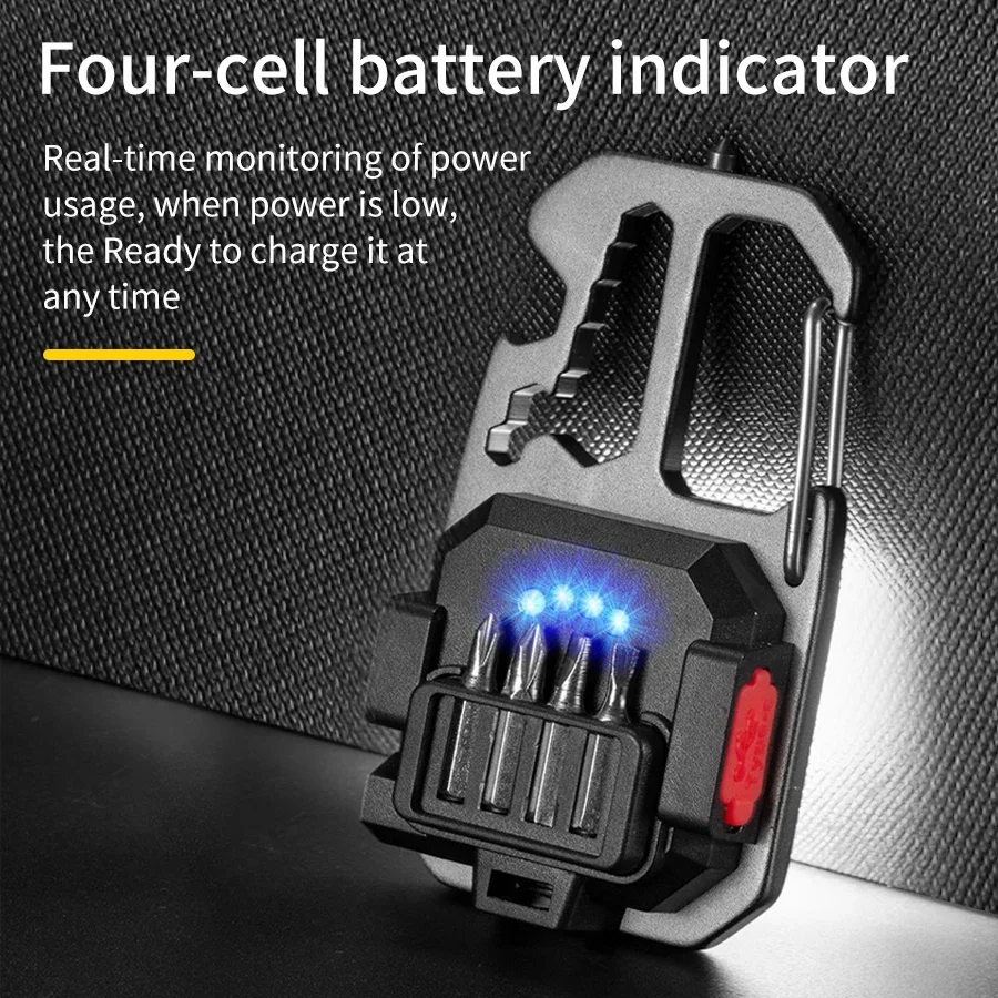 Ultra Small Mini LED Light Rechargeable Keychain Light Outdoor Camping COB Work Light Portable Pocket Wrench Screwdriver