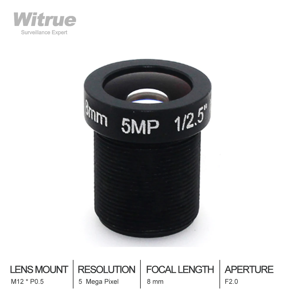 Camera Lens CCTV HD 5 Mega Pixel M12  Mount 8MM 12MM 16MM Optional 1/2.5" F2.0 For Surveillance Security IP Cam