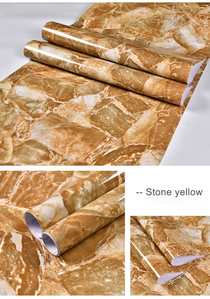 PVC Self-adhesive Kitchen Waterproof And Oil Proof Marble Decal Cabinet Stove Top Desktop Refurbished Wallpaper