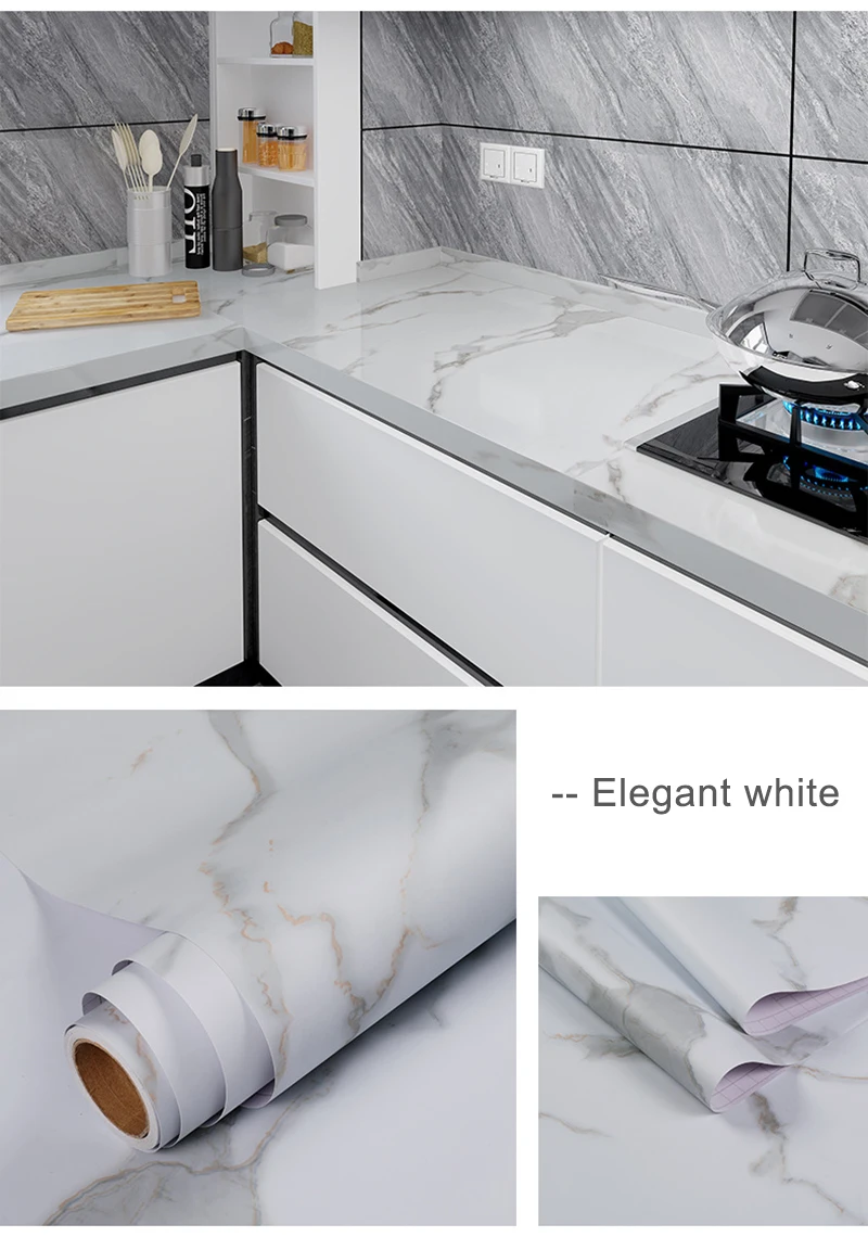 PVC Self-adhesive Kitchen Waterproof And Oil Proof Marble Decal Cabinet Stove Top Desktop Refurbished Wallpaper