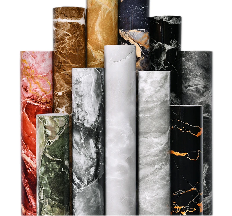 PVC Self-adhesive Kitchen Waterproof And Oil Proof Marble Decal Cabinet Stove Top Desktop Refurbished Wallpaper