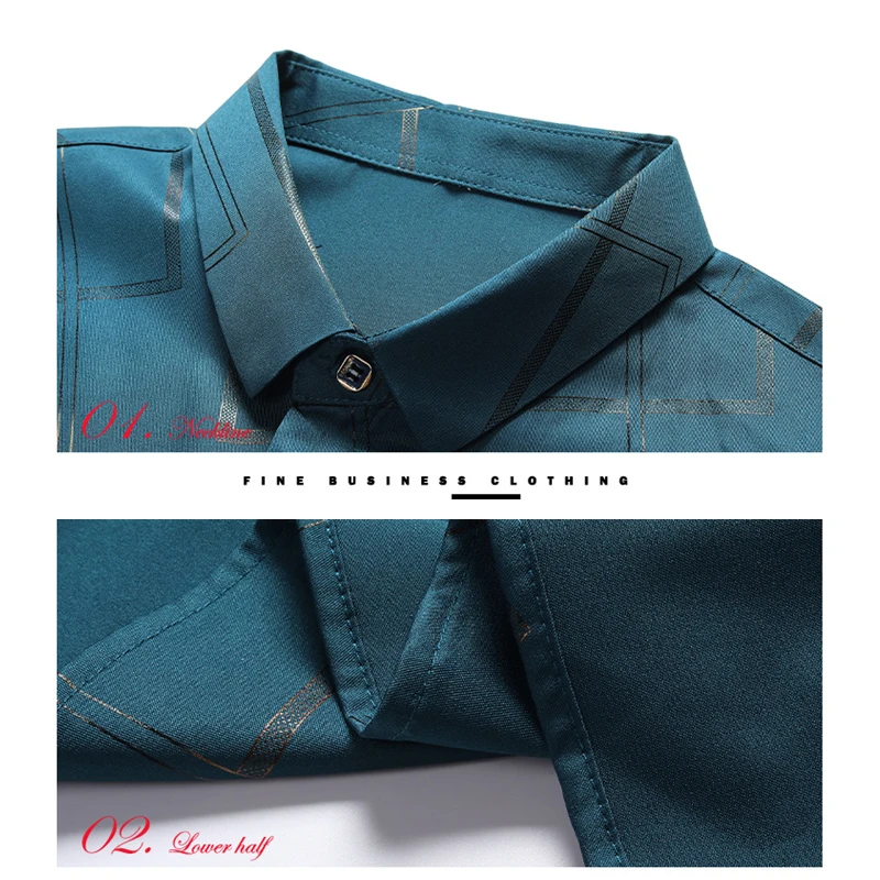 Men's Casual and Fashionable Long Sleeved Printed Shirt Non Ironing and Wrinkle Resistant Business Top