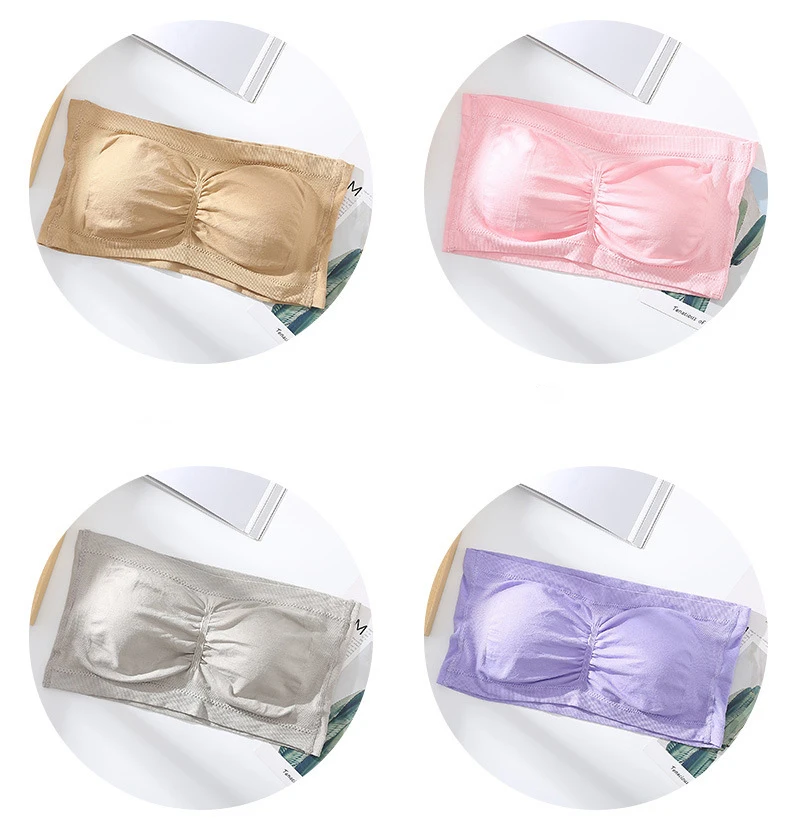 1pcs Women's Bra Plus Size Strapless Bra Thin Removable Chest Cushion Top Stretchy Seamless Invisible Bra S-6XL