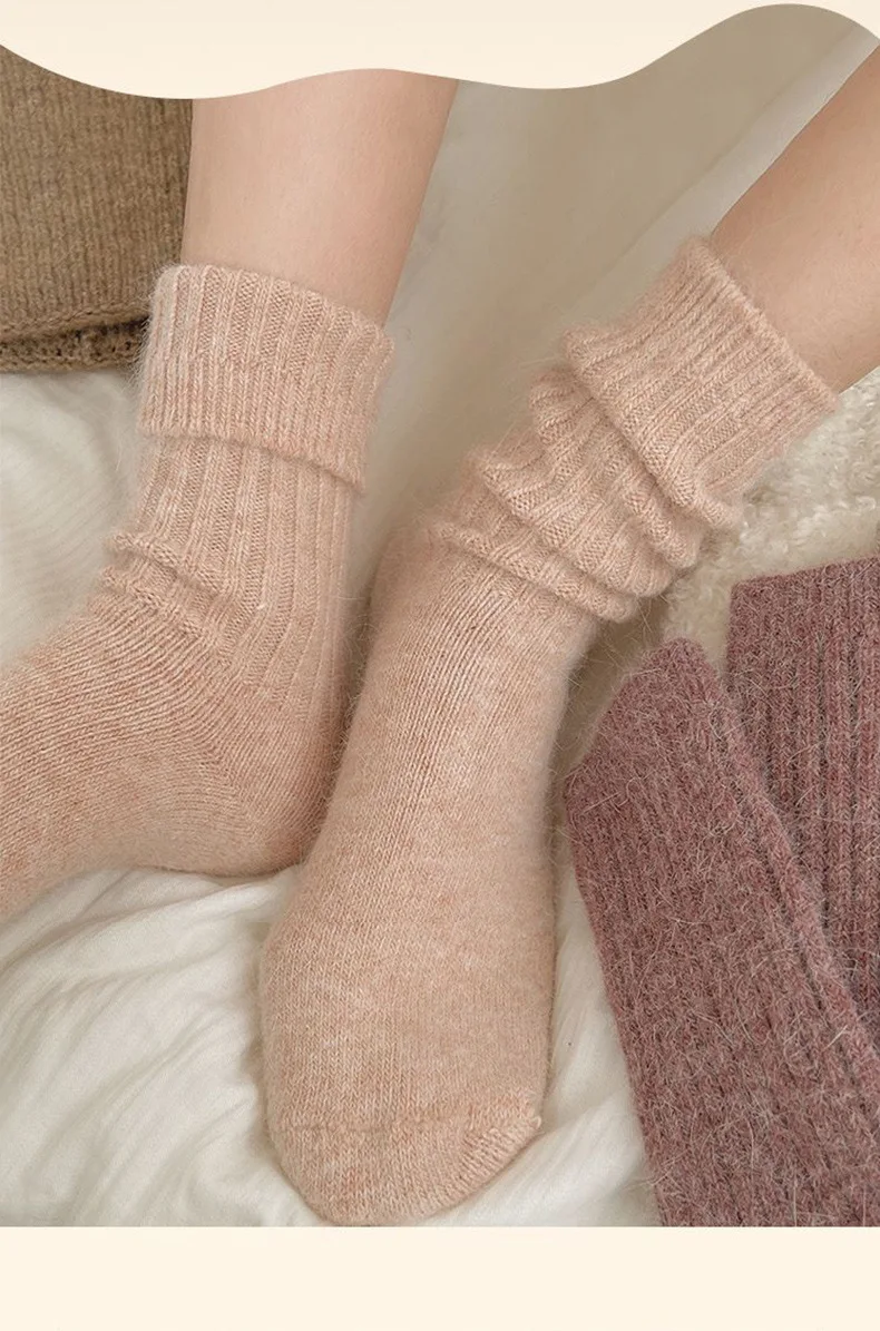 New Winter Socks Women Cashmere Wool Thicken Warm Women Socks Sox Japanese Fashion Harajuku Solid Color Thermal Long Socks