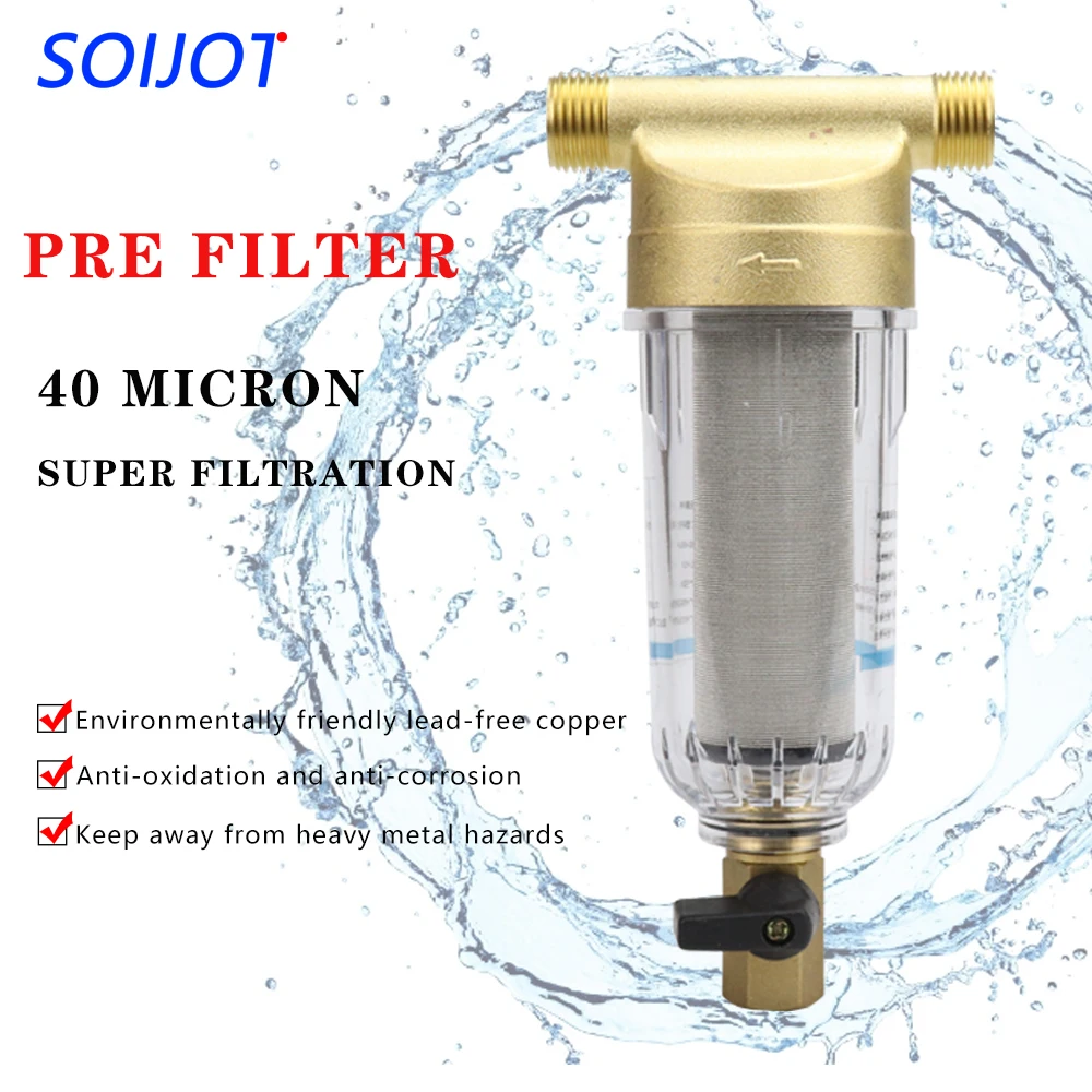 Water Filters Front Purifier Copper Lead Pre-filter Backwash Remove Rust Contaminant Sediment Pipe Stainless Steel Central