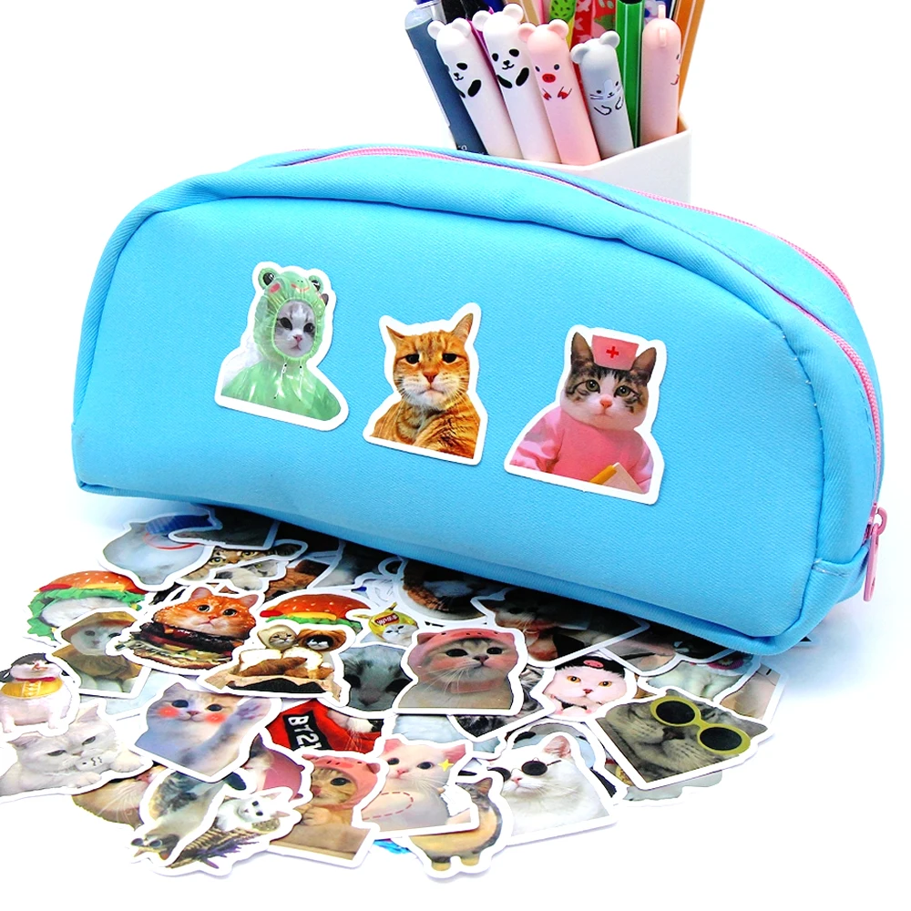 100/500/1000pcs Funny Cat Stickers Cartoon Cute Decals Toy Stationery Guitar Phone Bicycle Laptop Luggage Graffiti Kids Sticker