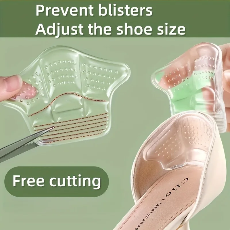 Silicone Gel Heel Inserts, Self-Adhesive Anti-Blister Cushions, Adjustable Shoe Size Pads, Reusable Comfort Heel Pads for Heels