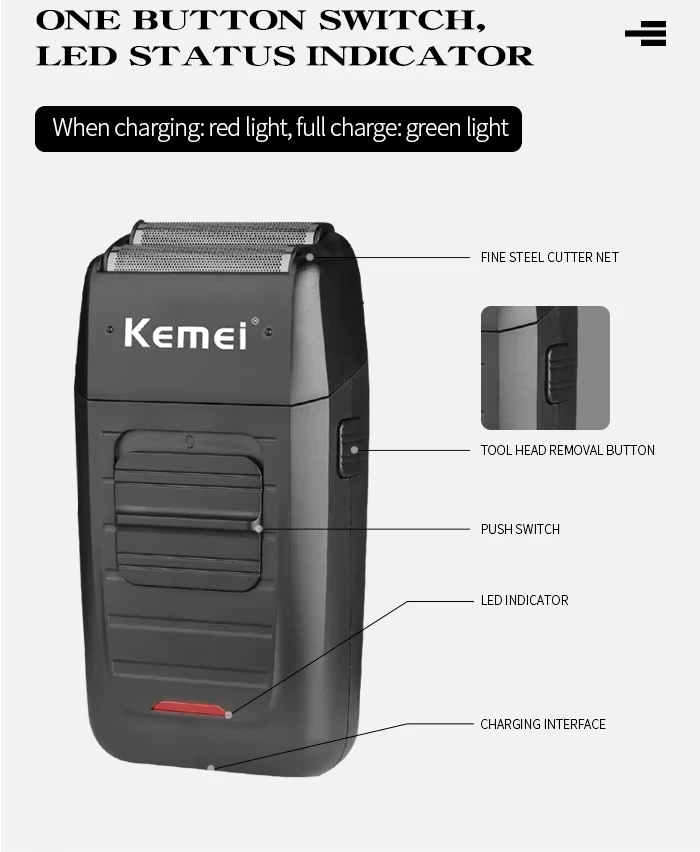 Kemei Professional Electric Hair Clipper Kit Rechargeable Hair Trimmer Shaver For Men USB Charging Beard Razor KM-2797 KM-1102