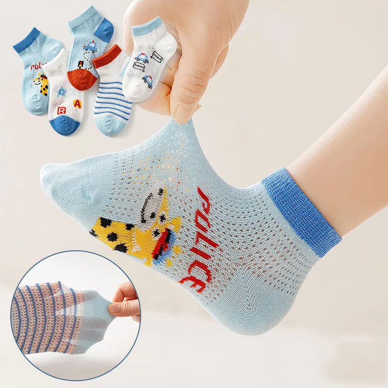 5 Pairs 1 To 12 Years Children's Socks 2026 Spring Summer Baby Boys Girls Cotton Mesh Breathable Thin Soft Cute Socks Kids Socks