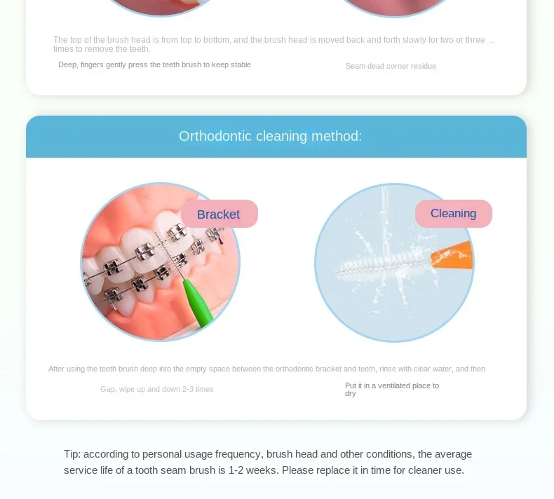 60Pcs 0.6-1.5mm Interdental Brushes Health Care Tooth Push-Pull Escova Removes Food And Plaque Better Teeth Oral Hygiene Tool