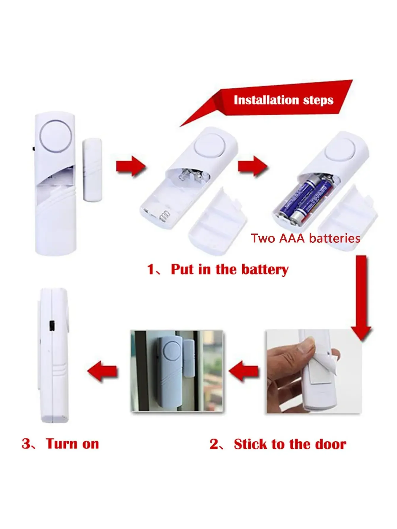 2pcs/1set-Wireless Door Window Magnetic Sensor Alarm Detectors Home Security Alarm System