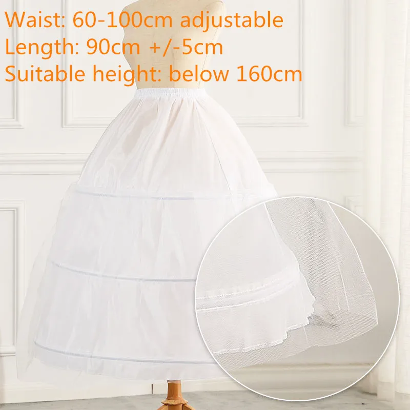 Girls Crinoline Petticoat with Hoop Under Skirt Short White Underskirt A-line Ball Gown Petticoats