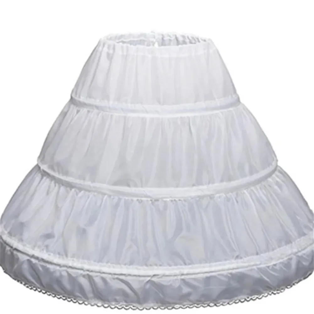 Girls Crinoline Petticoat with Hoop Under Skirt Short White Underskirt A-line Ball Gown Petticoats