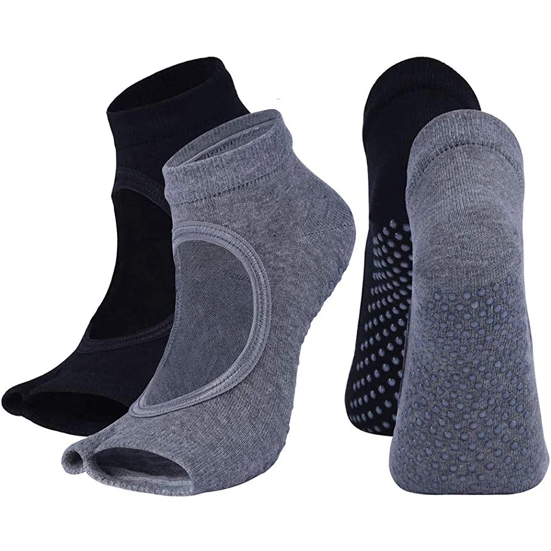 High Quality Women Yoga Socks Anti Slip Two Toe Sport Cotton Pilates Sock Breathable Quick-Dry Ballet Professiona Dance Sock