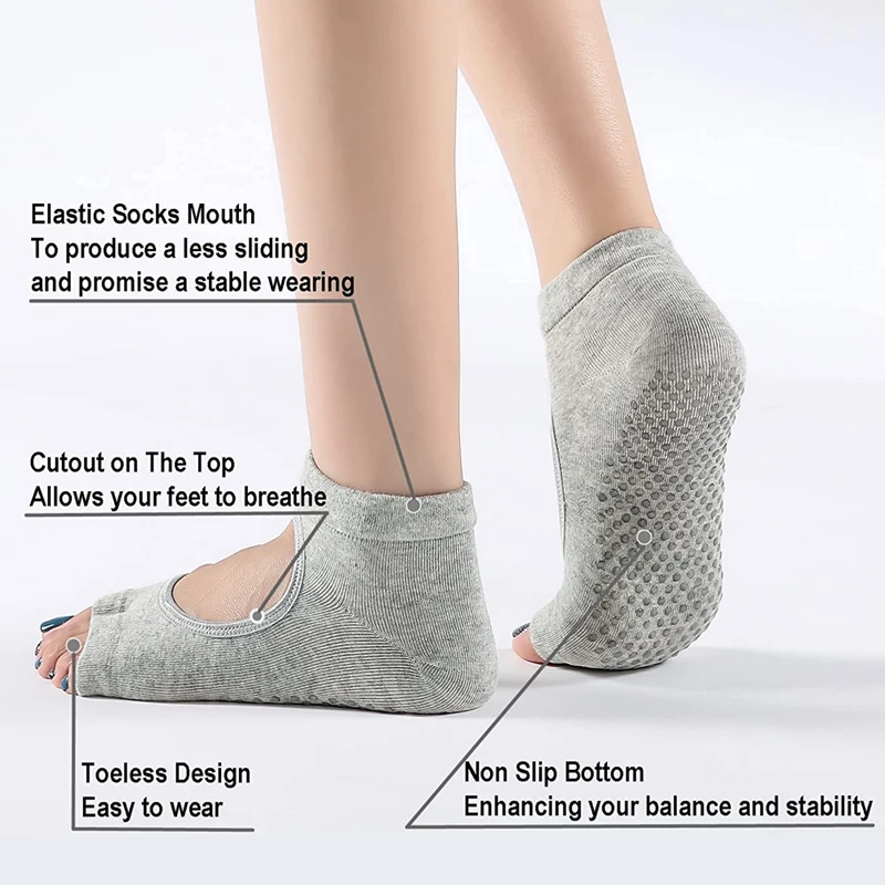 High Quality Women Yoga Socks Anti Slip Two Toe Sport Cotton Pilates Sock Breathable Quick-Dry Ballet Professiona Dance Sock