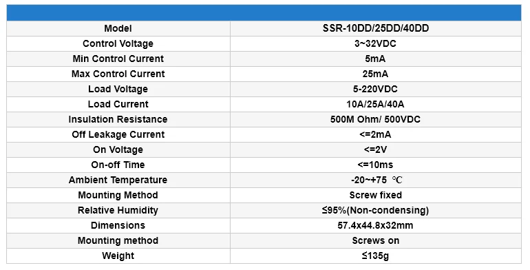 CG SSR-10DD 25DD 40DD 150A 200A SSR Single Phase DC Control DC Heat Sink 3-32VDC To 220VDC 600V 10A 25A 40A DD Solid State Relay