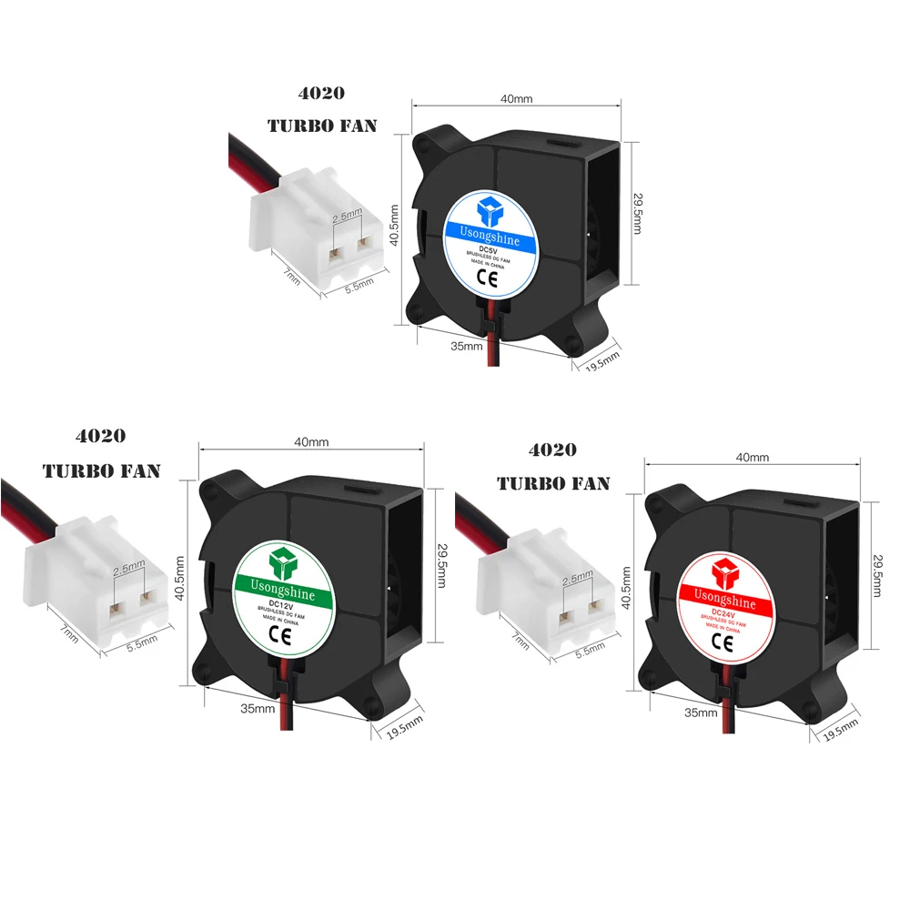 5015/4010/4020 12V&24V Cooling Turbo Fan Brushless 3D Printer Parts 2Pin For Extruder DC Cooler Blower Part Black Plastic Fans