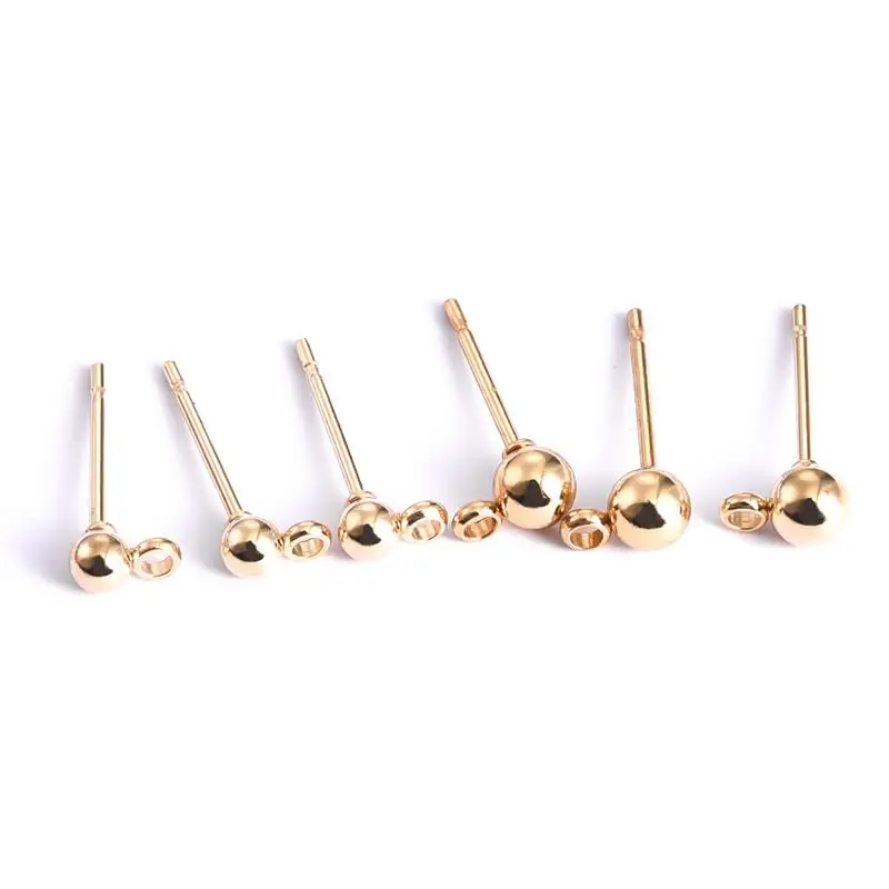 20pcs Stainless Steel Dia 4/5/6/8/10mm Stud Earrings Back Plug Ear Pins Ball Needles for DIY Jewelry Making Findings