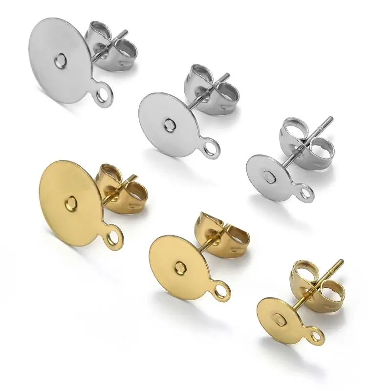 20pcs Stainless Steel Dia 4/5/6/8/10mm Stud Earrings Back Plug Ear Pins Ball Needles for DIY Jewelry Making Findings