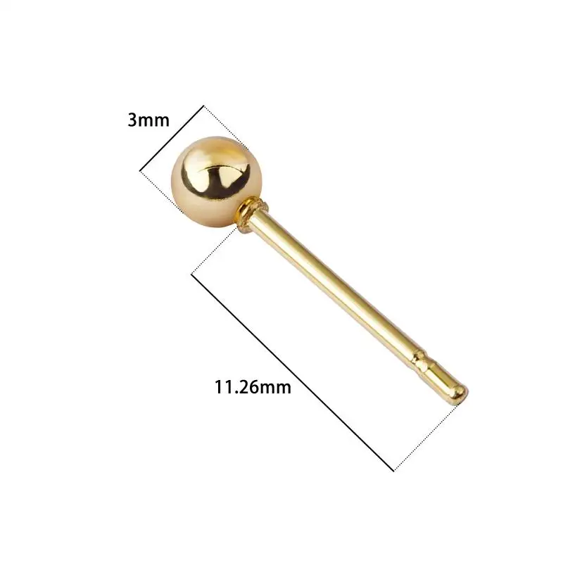 20pcs Stainless Steel Dia 4/5/6/8/10mm Stud Earrings Back Plug Ear Pins Ball Needles for DIY Jewelry Making Findings