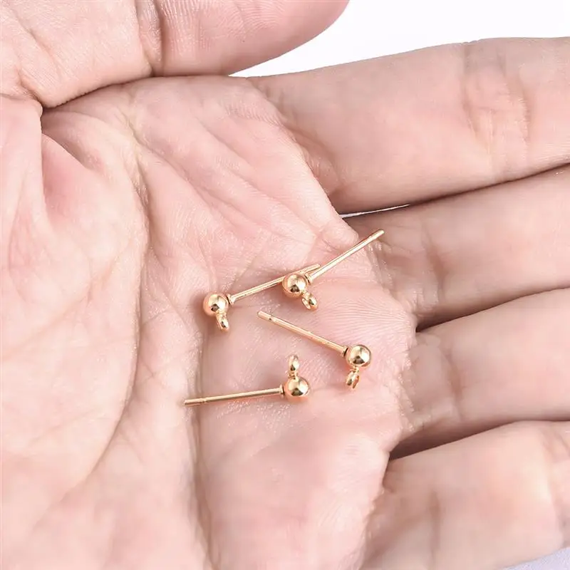20pcs Stainless Steel Dia 4/5/6/8/10mm Stud Earrings Back Plug Ear Pins Ball Needles for DIY Jewelry Making Findings