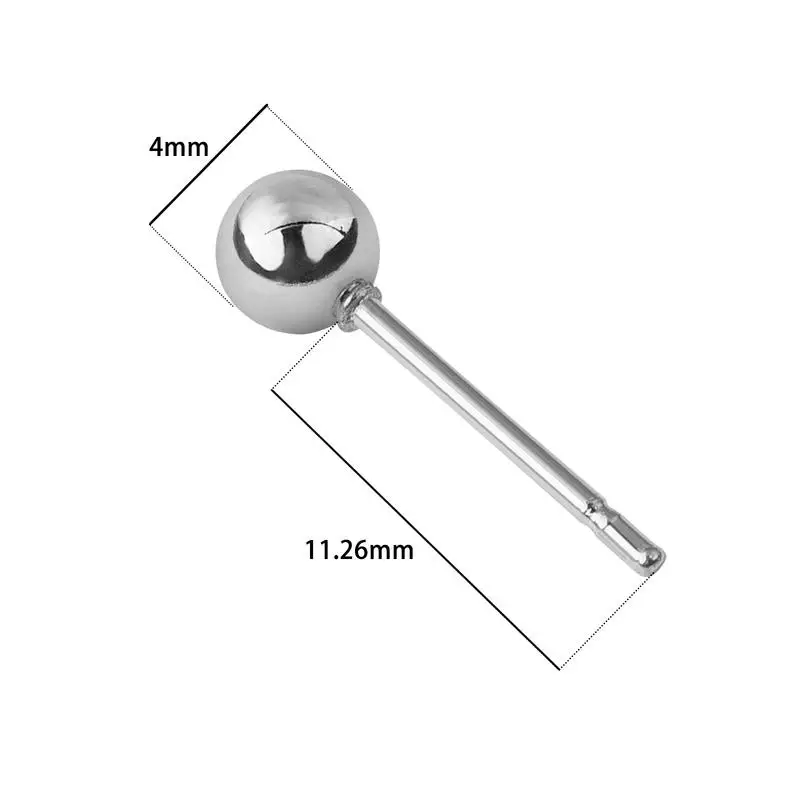 20pcs Stainless Steel Dia 4/5/6/8/10mm Stud Earrings Back Plug Ear Pins Ball Needles for DIY Jewelry Making Findings