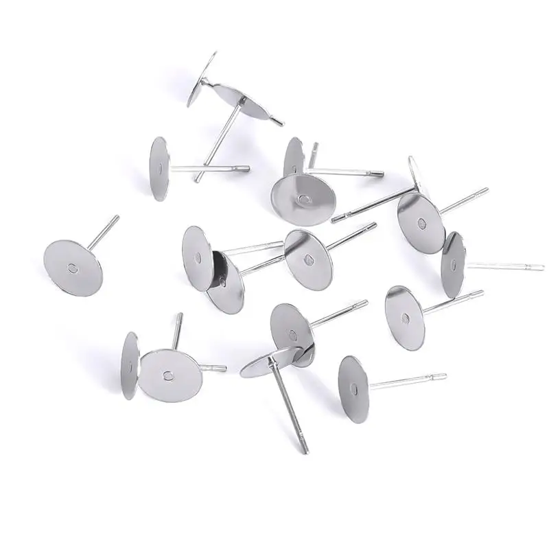 20pcs Stainless Steel Dia 4/5/6/8/10mm Stud Earrings Back Plug Ear Pins Ball Needles for DIY Jewelry Making Findings