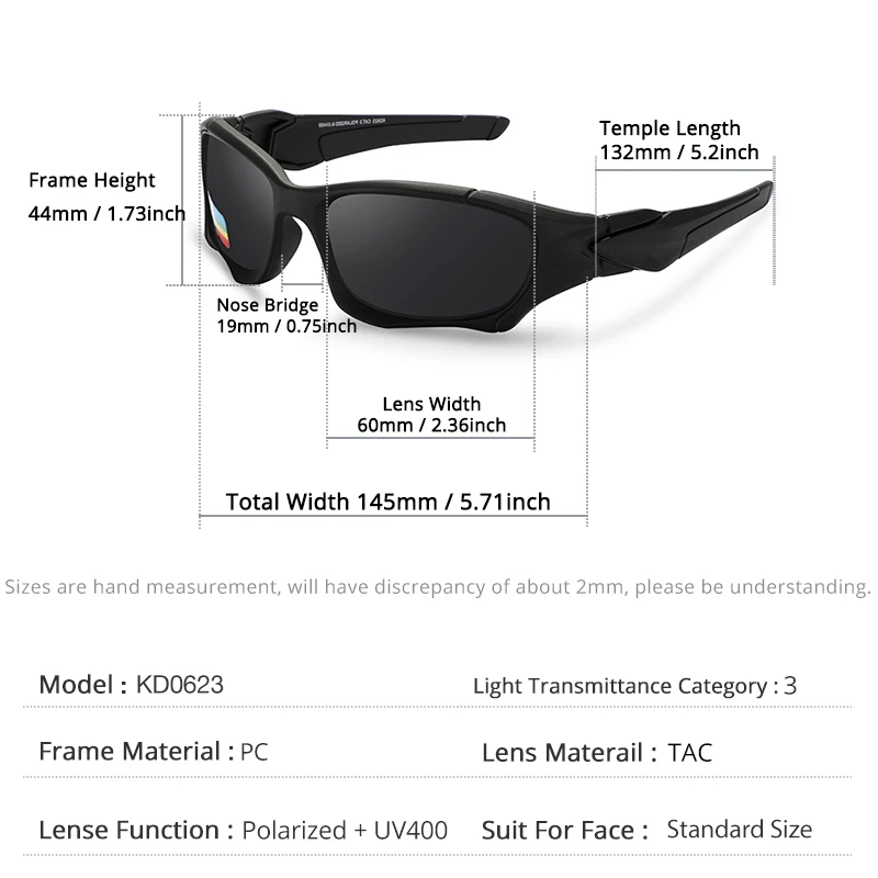 KDEAM Outdoor Sports Polarized Sunglasses Men Curve Cutting Frame Stress-Resistant Lens Shield Sun Glasses Women KD0623