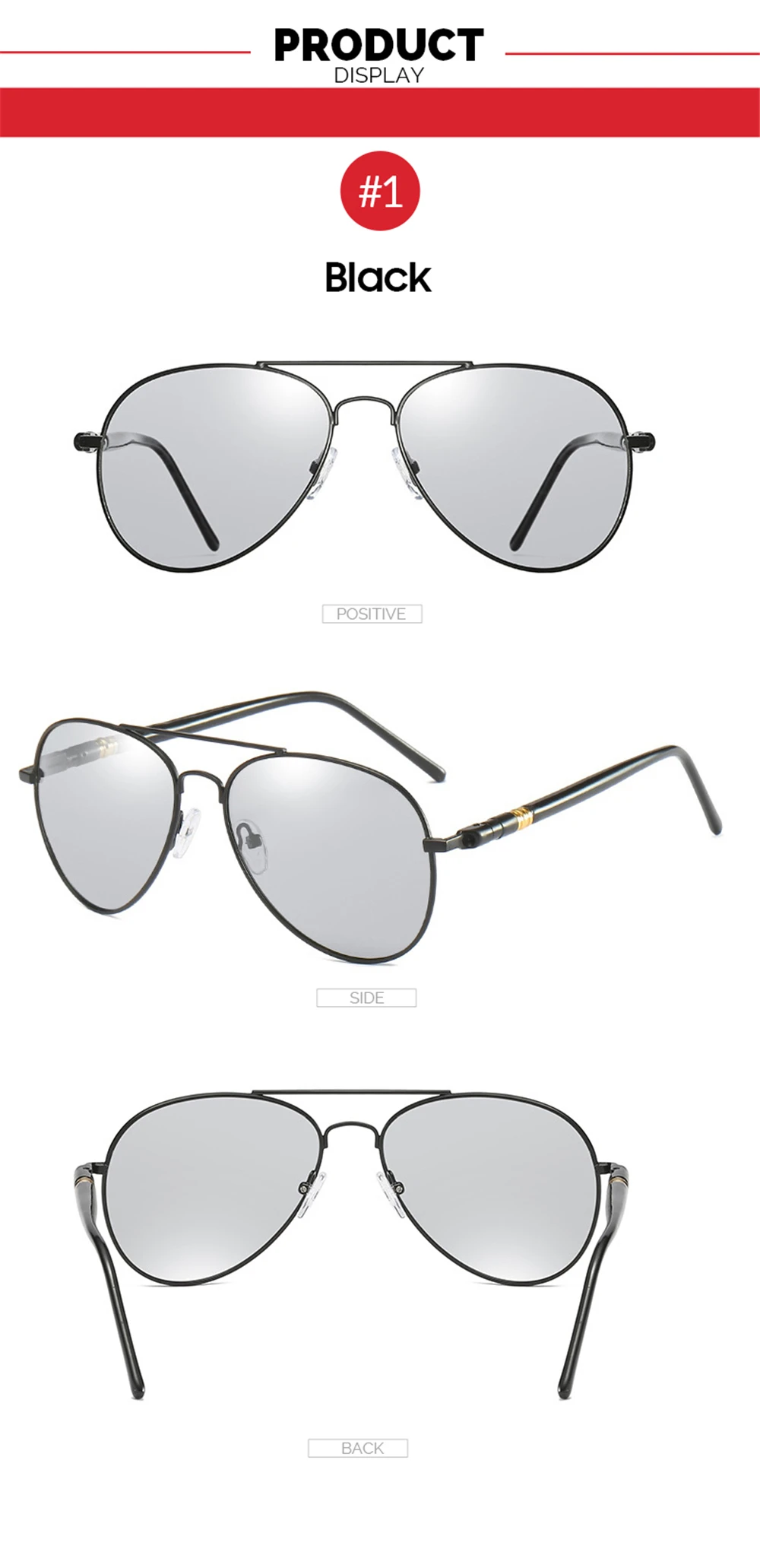 VIVIBEE Photochromic Sunglasses Mens Aviation Polarized UV400 Day and Night Vision Driving Sun Glasses Women Titanium Goggles