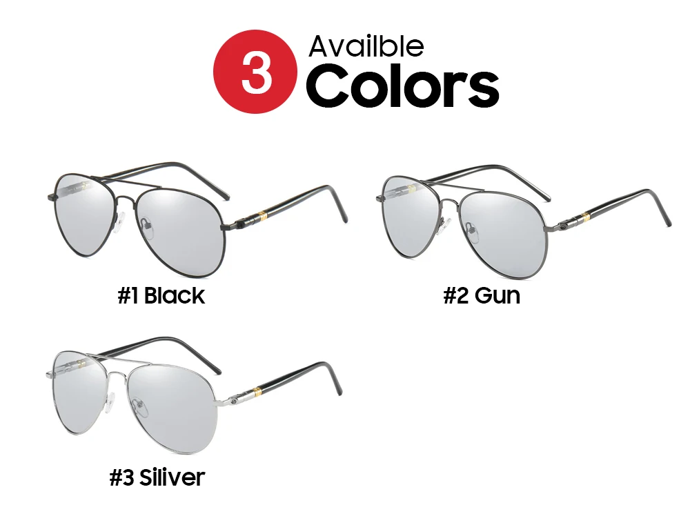 VIVIBEE Photochromic Sunglasses Mens Aviation Polarized UV400 Day and Night Vision Driving Sun Glasses Women Titanium Goggles