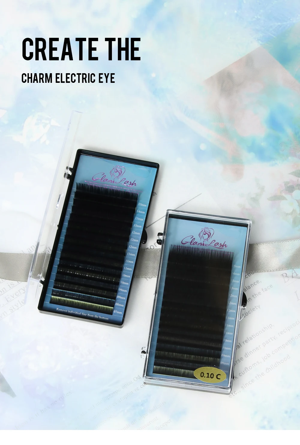 GLAMLASH Mix 7~15/15-20/20-25mm Handmade Korean Pbt J/B/C/D/L/LU(M) CURL Eyelash Extension Natural Soft Faux Mink Lash