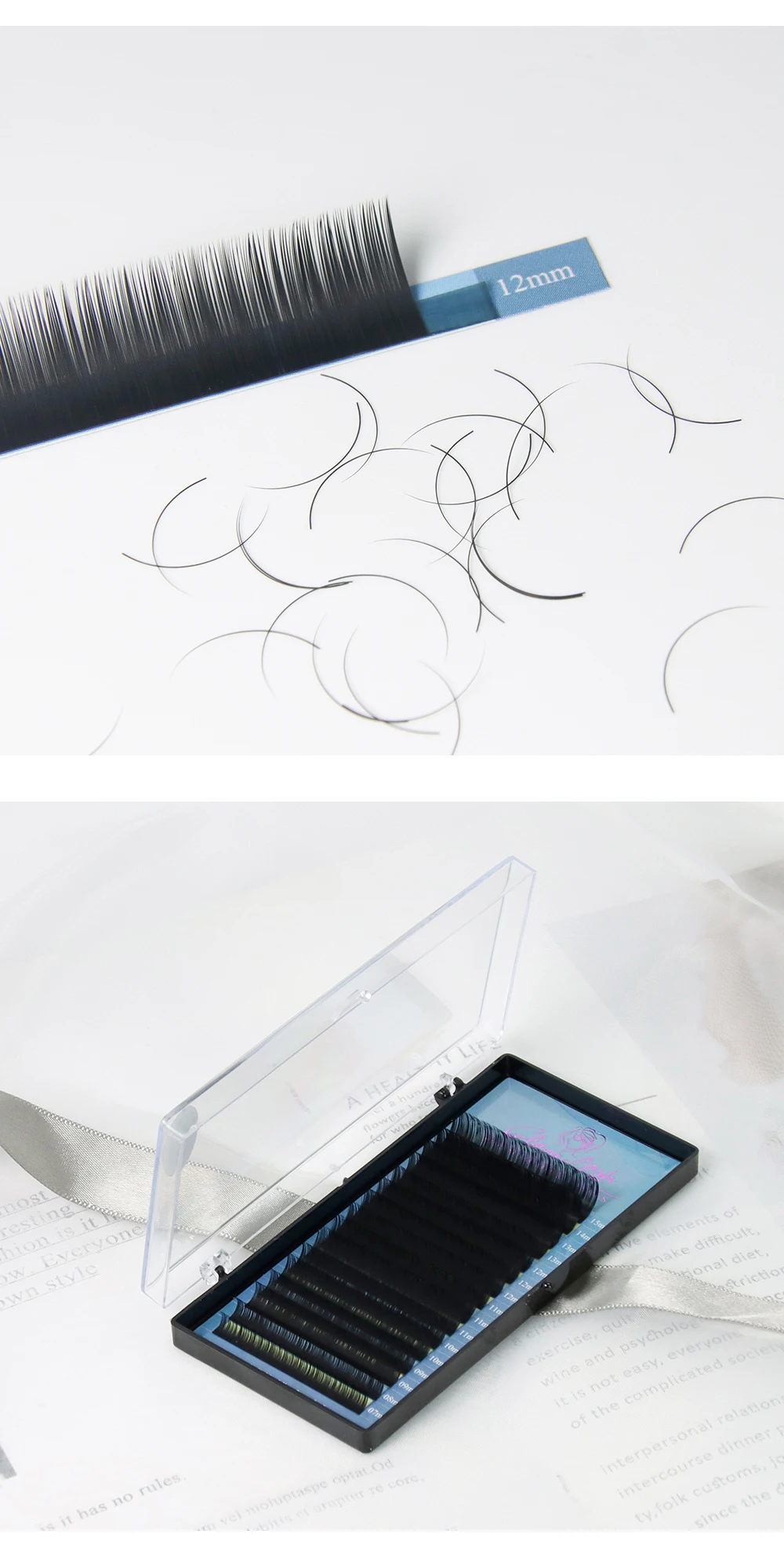 GLAMLASH Mix 7~15/15-20/20-25mm Handmade Korean Pbt J/B/C/D/L/LU(M) CURL Eyelash Extension Natural Soft Faux Mink Lash