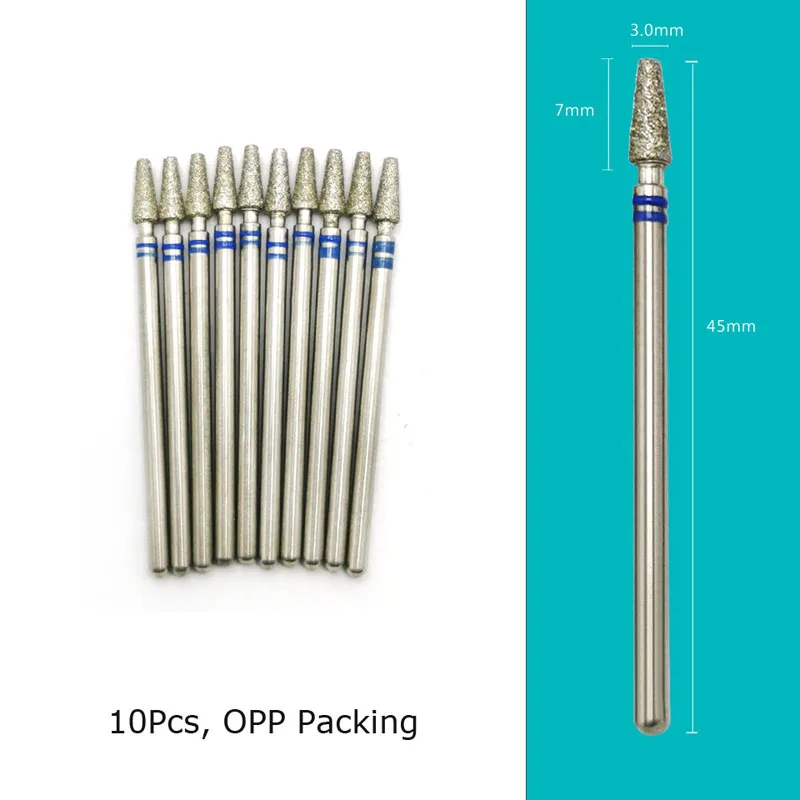HYTOOS 10pcs/Set Nail Drill Bits Diamond Cutters for Manicure Cuticle Burr Milling Cutter for Pedicure Nails Accessories Tools