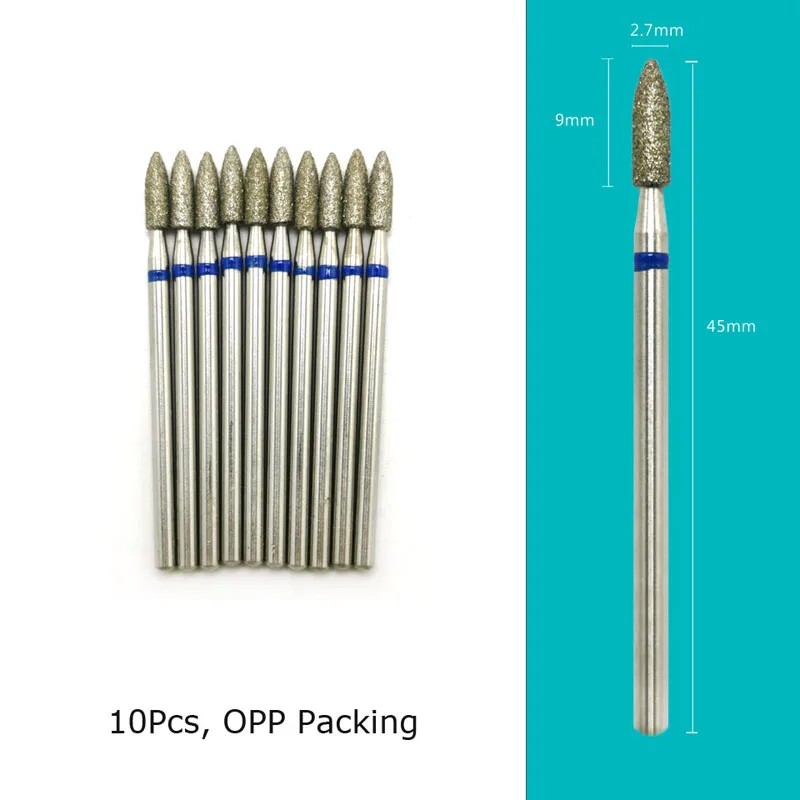 HYTOOS 10pcs/Set Nail Drill Bits Diamond Cutters for Manicure Cuticle Burr Milling Cutter for Pedicure Nails Accessories Tools