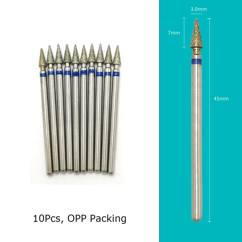 HYTOOS 10pcs/Set Nail Drill Bits Diamond Cutters for Manicure Cuticle Burr Milling Cutter for Pedicure Nails Accessories Tools