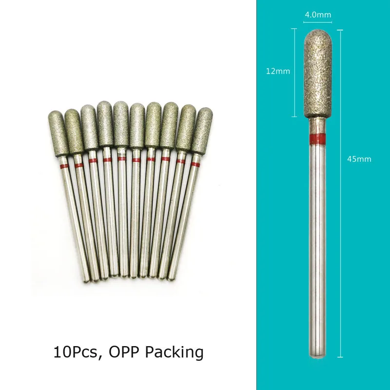 HYTOOS 10pcs/Set Nail Drill Bits Diamond Cutters for Manicure Cuticle Burr Milling Cutter for Pedicure Nails Accessories Tools