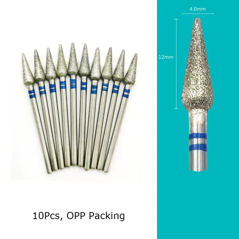 HYTOOS 10pcs/Set Nail Drill Bits Diamond Cutters for Manicure Cuticle Burr Milling Cutter for Pedicure Nails Accessories Tools