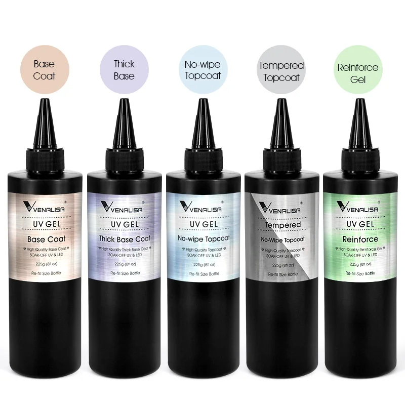 Venalisa Refillment 30ml TPO FREE Nail Art Soak Off UV/LED No Wipe Top Coat Base Coat Builder Nail Gel Matt Tempered TopCoat