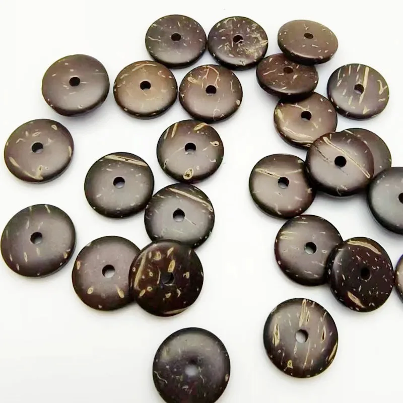 100-150pcs 4 6 8 10 12 14 mm Natural Wood Coconut Shell Beads Flat Round Rondelle Spacer Bead for DIY Jewelry Making Findings