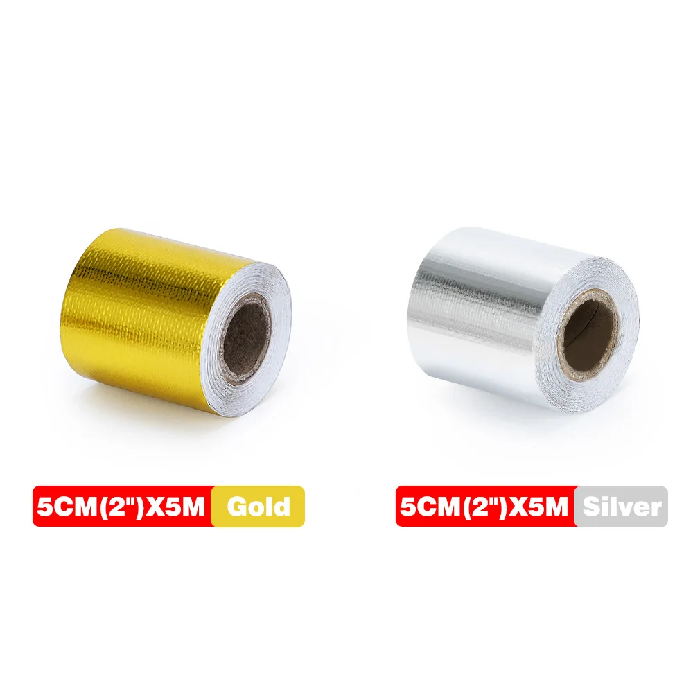 1m 2m 5m 10m Gold Car Motorcycle Exhaust Wrap Pipe Header Heat Insulation Roll Tape Turbo Heat Exhaust Thermal Wrap Tape