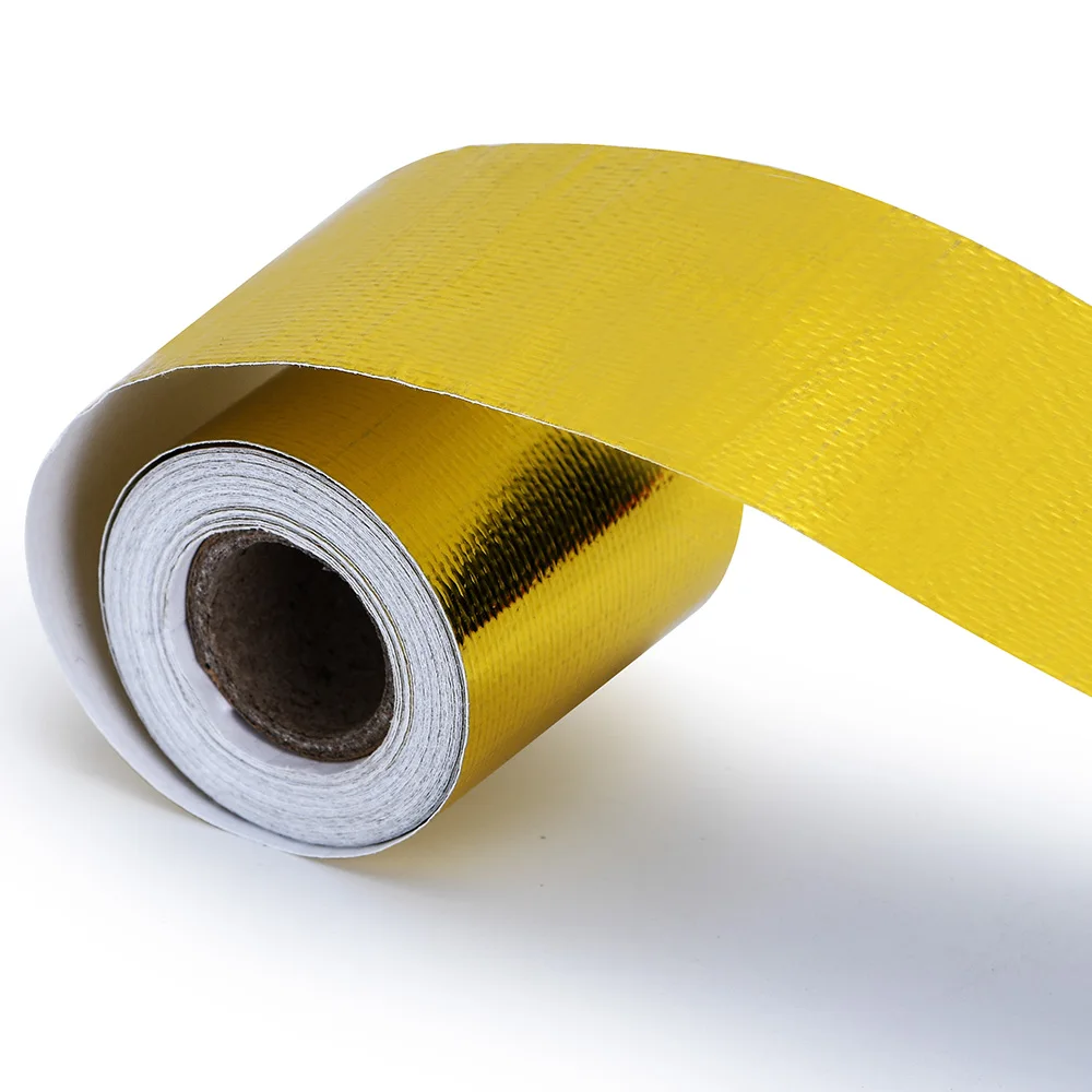 1m 2m 5m 10m Gold Car Motorcycle Exhaust Wrap Pipe Header Heat Insulation Roll Tape Turbo Heat Exhaust Thermal Wrap Tape