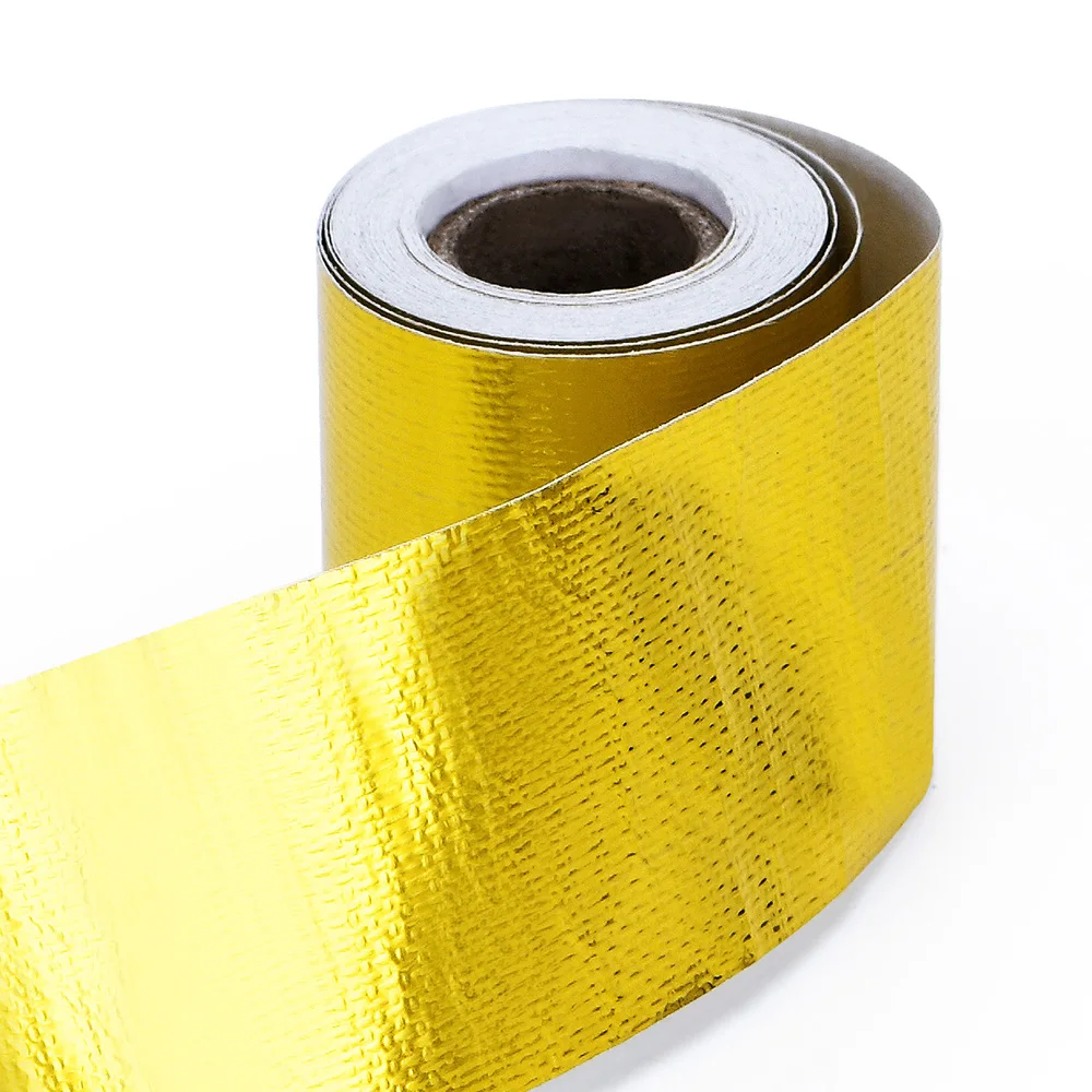 1m 2m 5m 10m Gold Car Motorcycle Exhaust Wrap Pipe Header Heat Insulation Roll Tape Turbo Heat Exhaust Thermal Wrap Tape
