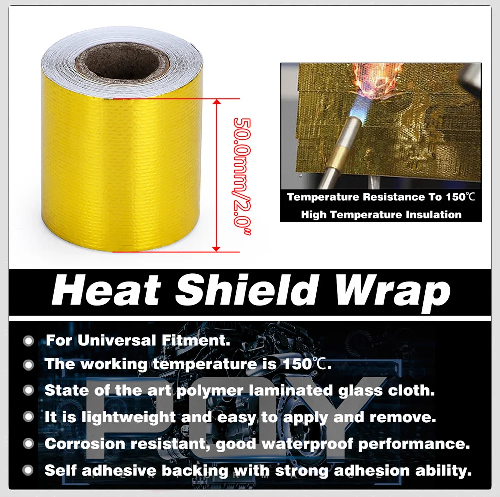 1m 2m 5m 10m Gold Car Motorcycle Exhaust Wrap Pipe Header Heat Insulation Roll Tape Turbo Heat Exhaust Thermal Wrap Tape