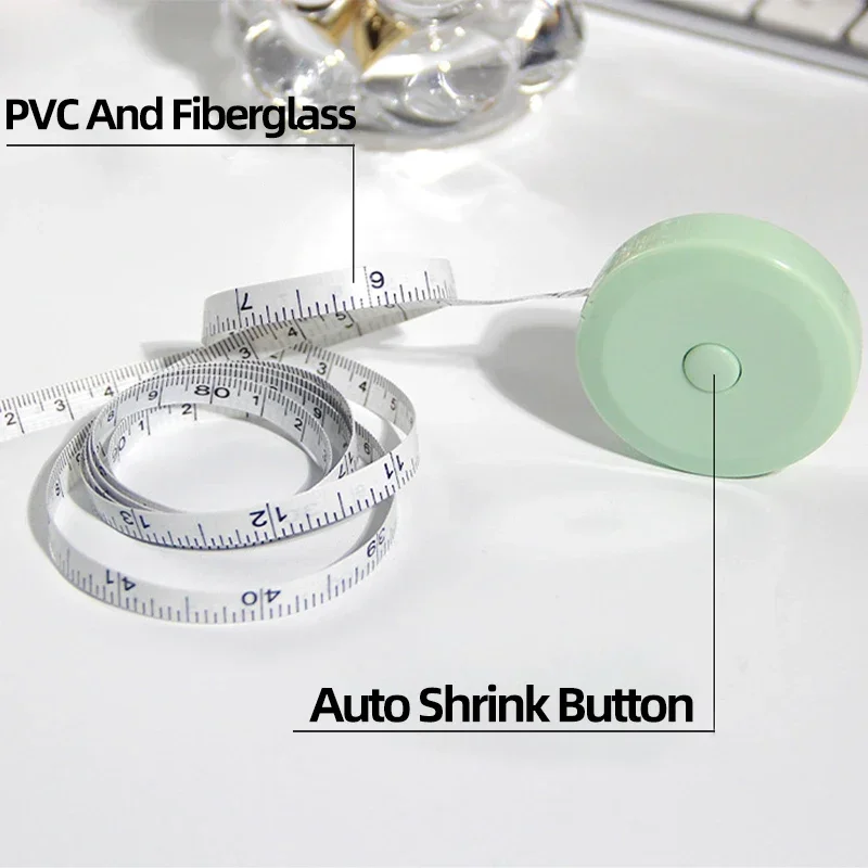 Sewing Tape Measure Dual Sided Retractable Ruler with Push Button Ruler for Weight Loss Medical Body Measurement Tailor Tool